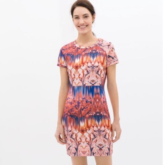 Zara Dresses & Skirts - ZARA Collection Cherry Blossom Sheath Dress Pink Blue Size Small
